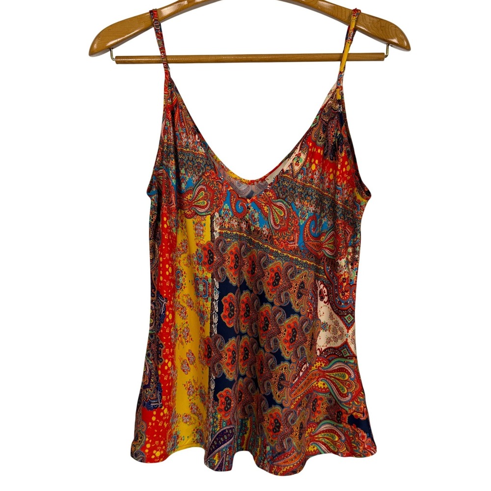 L'AGENCE Cami Womens XL Paisley Scarf Print V Neck Adjustable Strap Tank Top